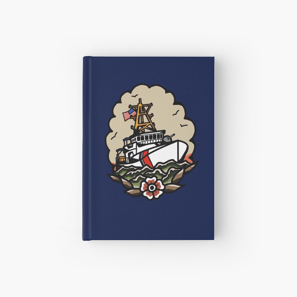 Underway Coast Guard Fast Response Cutter Traditional Tattoo Flash Hardcover Journal