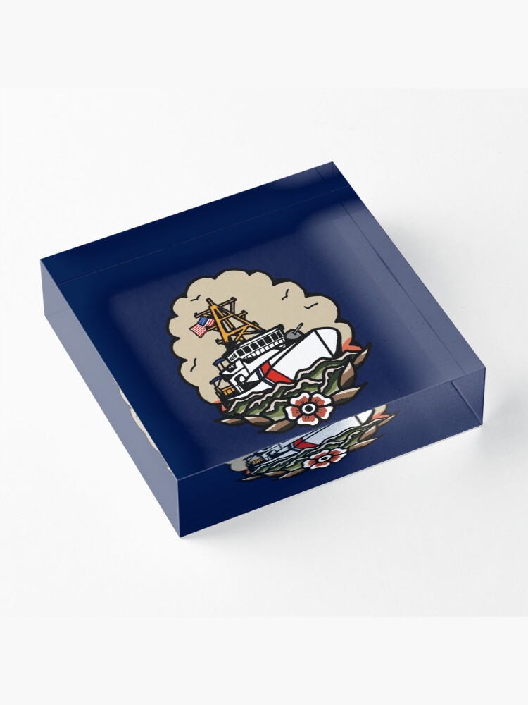Alternate view of Underway Coast Guard Fast Response Cutter Traditional Tattoo Flash Acrylic Block