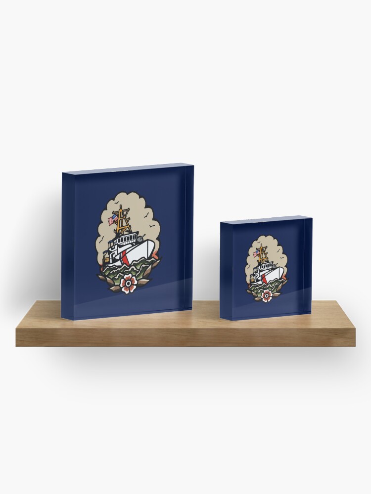 Alternate view of Underway Coast Guard Fast Response Cutter Traditional Tattoo Flash Acrylic Block