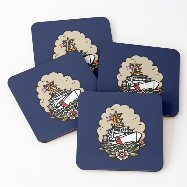 Item preview, Underway Coast Guard Fast Response Cutter Traditional Tattoo Flash designed and sold by AlwaysReadyCltv.