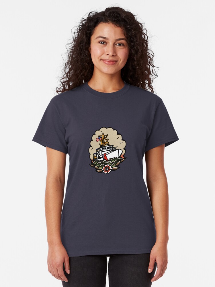 Alternate view of Underway Coast Guard Fast Response Cutter Traditional Tattoo Flash Classic T-Shirt