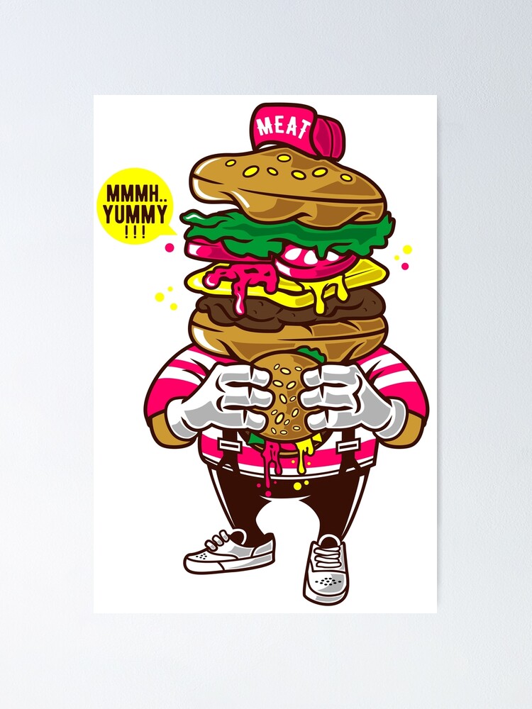 I Love Burger Drawing Cartoon
