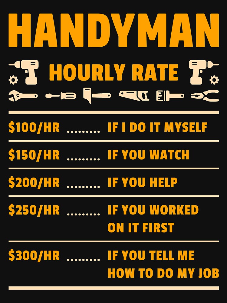 "Handyman Hourly Rate Price Chart Mechanical Tool Funny Gift " Tank Top