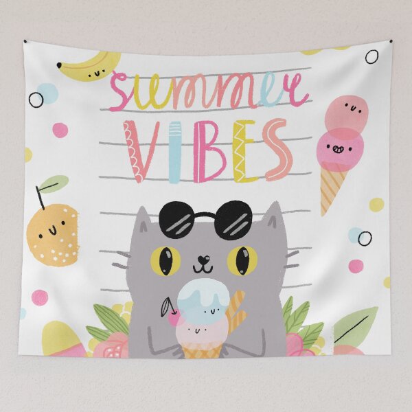 Item preview, Summer Vibes Design, kitty  Ice cream design for girls designed and sold by marosharaf.