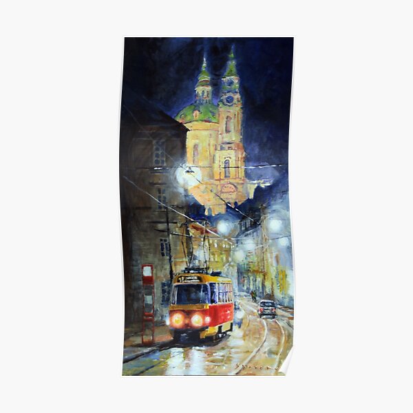 Midnight Tram Prague Karmelitska str Poster