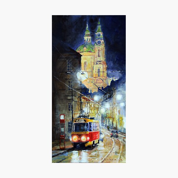 Midnight Tram Prague Karmelitska str Photographic Print