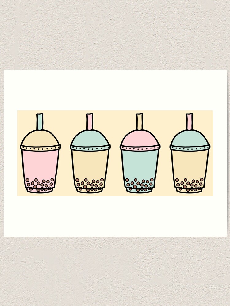 Sweet Pastel Bubble Milk Tea Drawing Art Print By Carlosalberto Redbubble