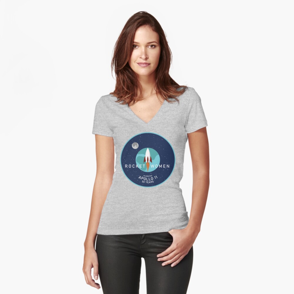 Item preview, Fitted V-Neck T-Shirt designed and sold by RocketWomen.