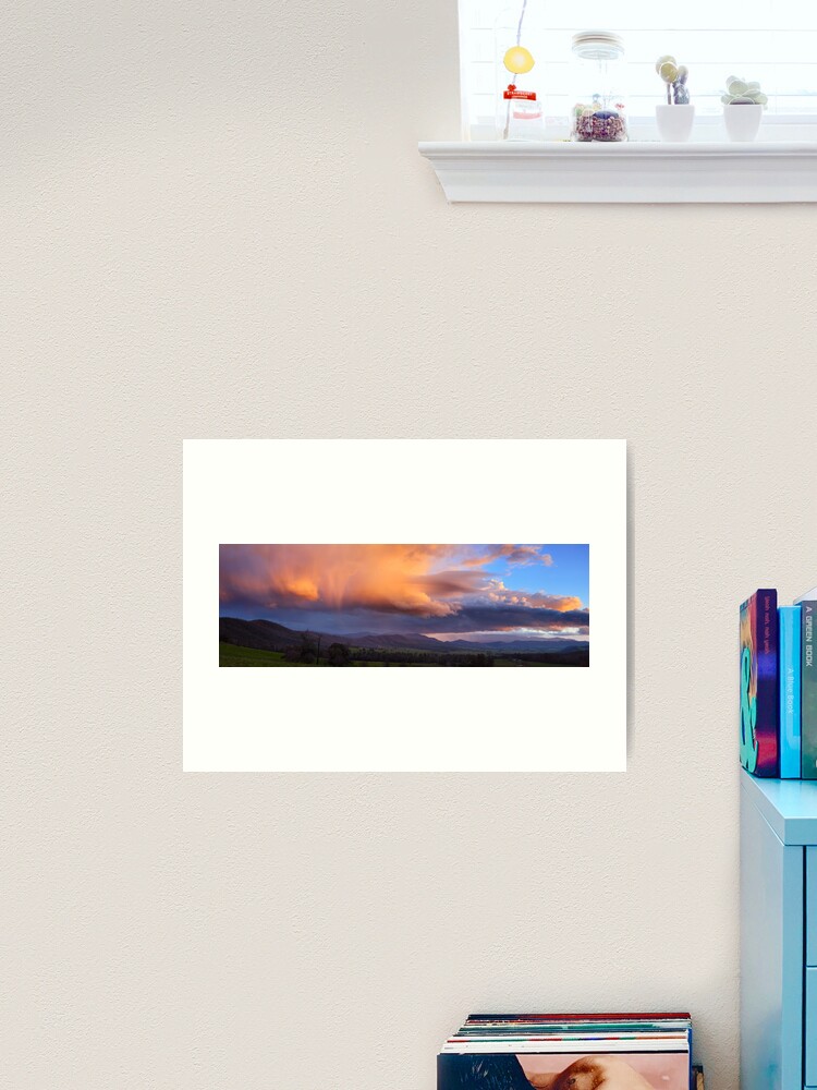 Thumbnail 2 of 3, Art Print, Stormy Sunset over Happy Valley, Myrtleford, Victoria, Australia designed and sold by Chockstone.