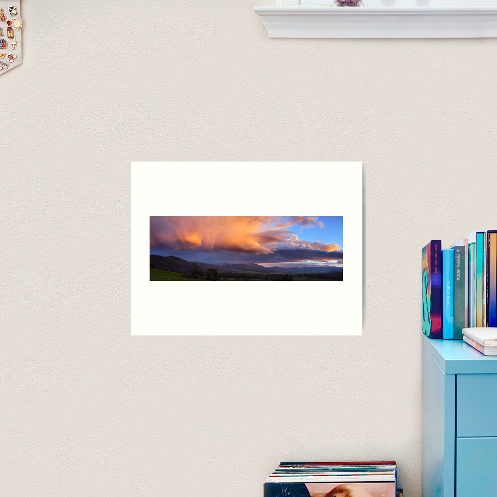 Stormy Sunset over Happy Valley, Myrtleford, Victoria, Australia Art Print