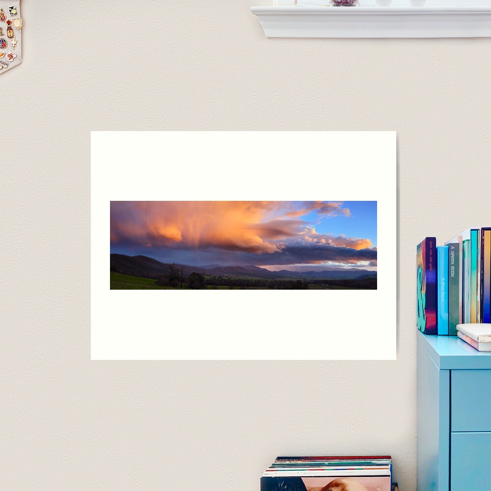 Stormy Sunset over Happy Valley, Myrtleford, Victoria, Australia Art Print
