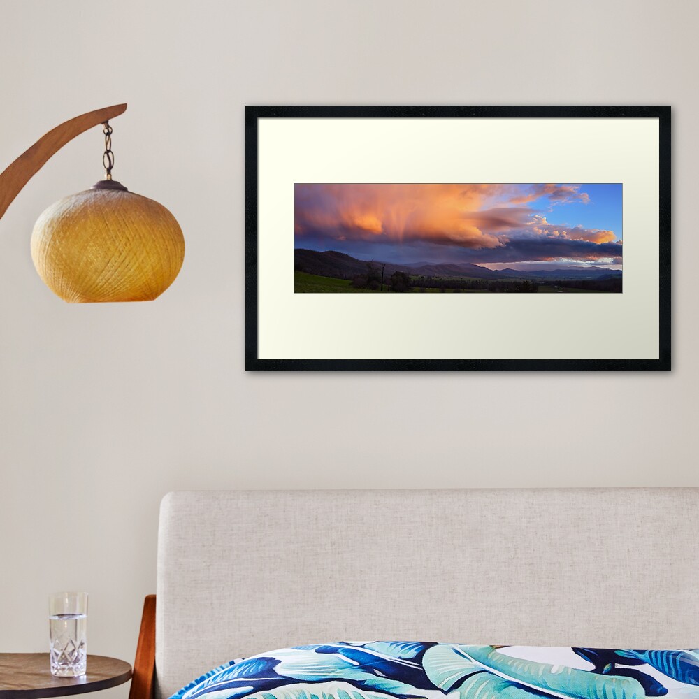 Stormy Sunset over Happy Valley, Myrtleford, Victoria, Australia Framed Art Print