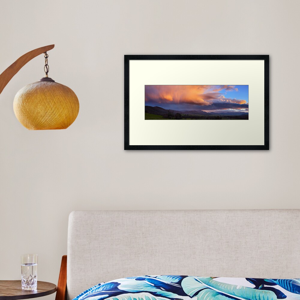 Stormy Sunset over Happy Valley, Myrtleford, Victoria, Australia Framed Art Print