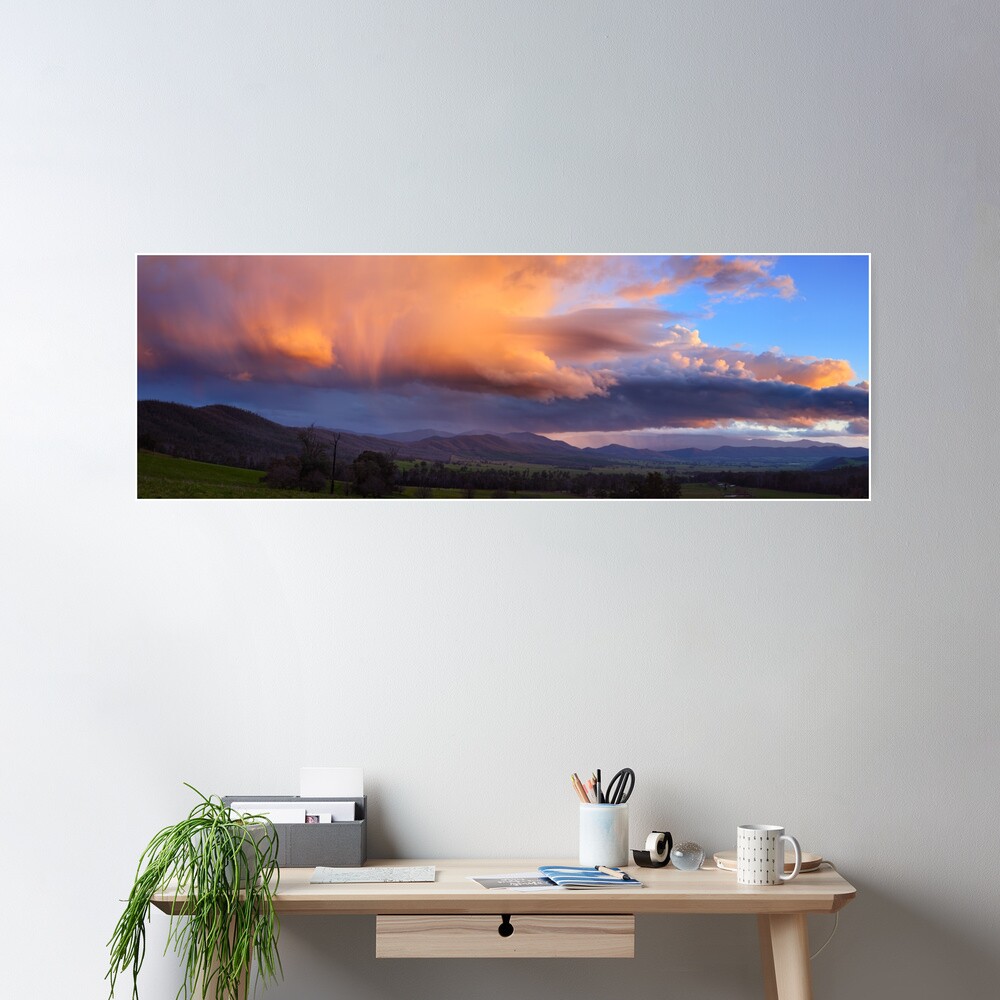 Stormy Sunset over Happy Valley, Myrtleford, Victoria, Australia Poster