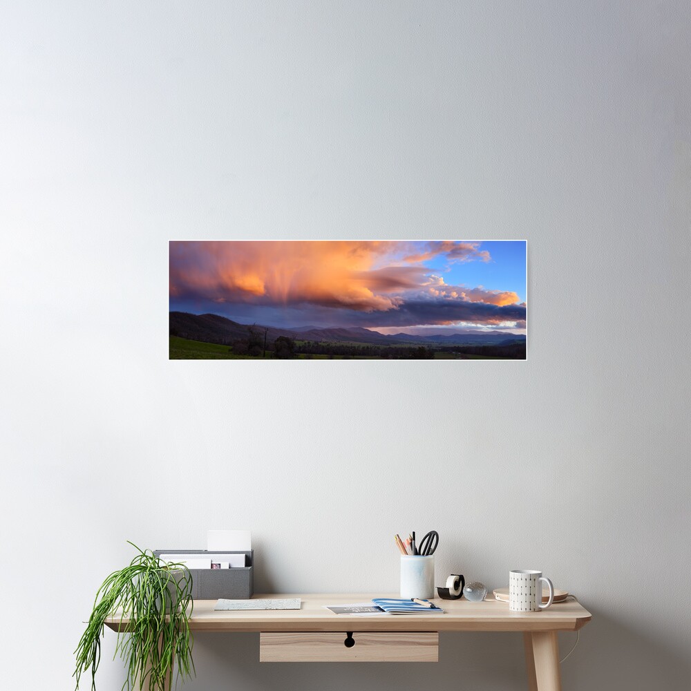 Stormy Sunset over Happy Valley, Myrtleford, Victoria, Australia Poster