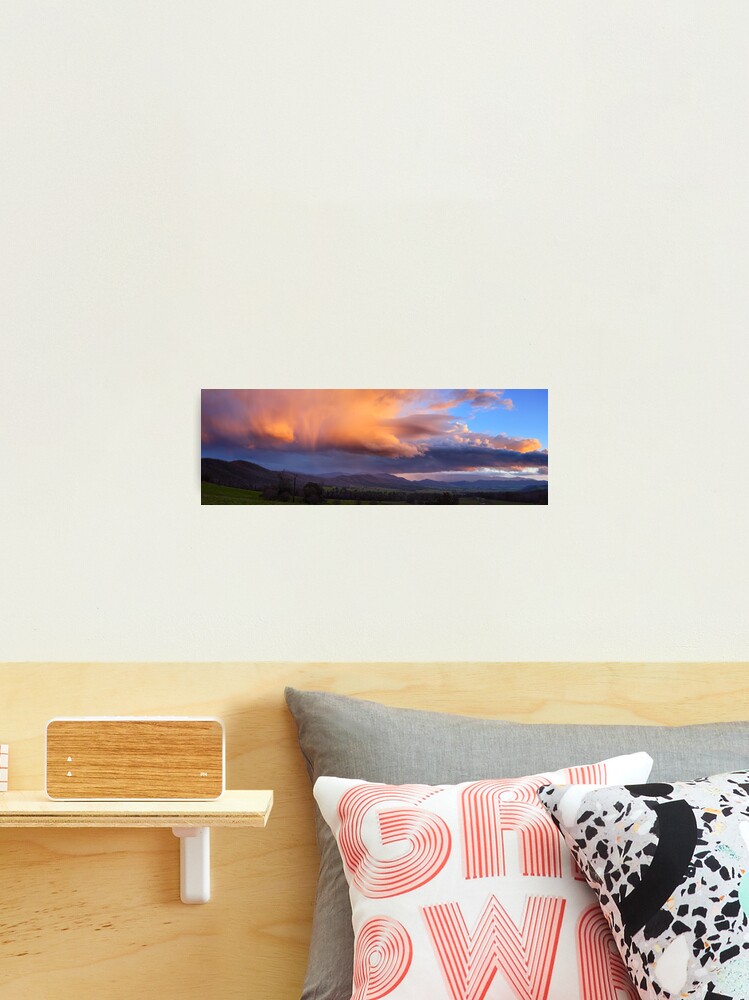 Photographic Print, Stormy Sunset over Happy Valley, Myrtleford, Victoria, Australia designed and sold by Michael Boniwell