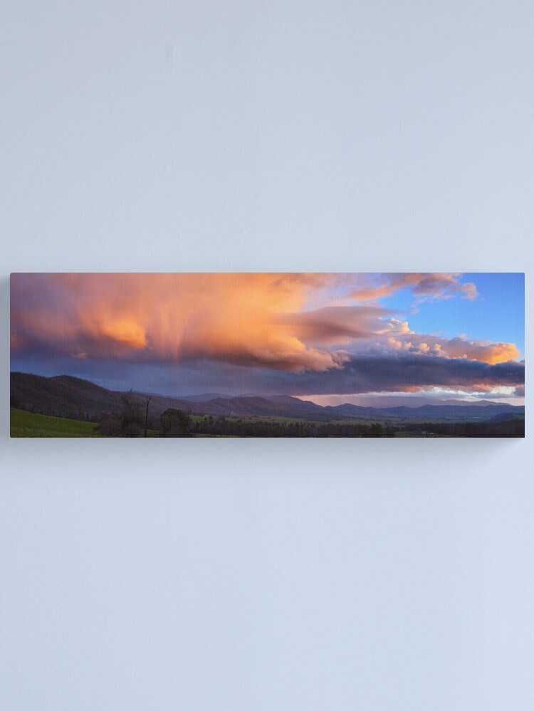 Thumbnail 1 of 3, Canvas Print, Stormy Sunset over Happy Valley, Myrtleford, Victoria, Australia designed and sold by Chockstone.