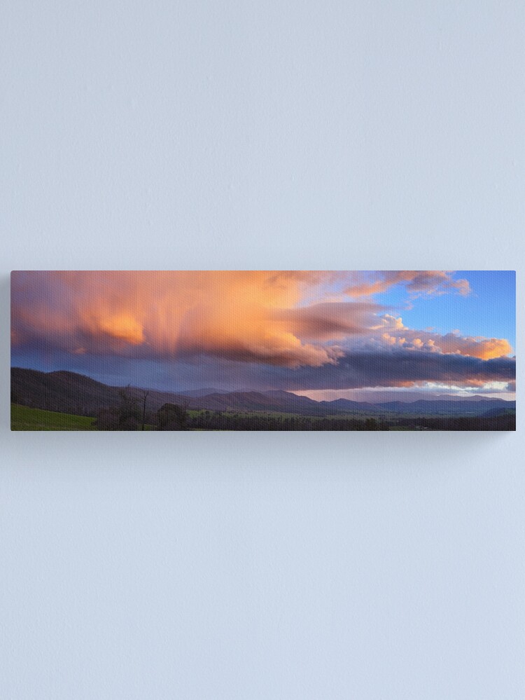 Thumbnail 1 of 3, Canvas Print, Stormy Sunset over Happy Valley, Myrtleford, Victoria, Australia designed and sold by Chockstone.