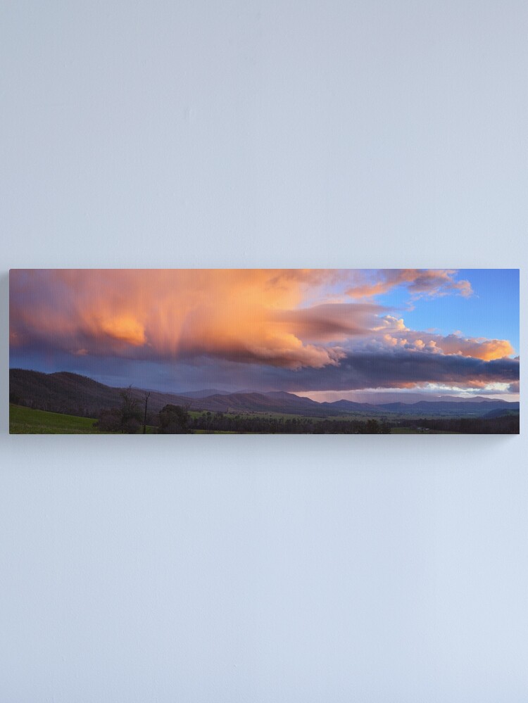 Thumbnail 1 of 3, Canvas Print, Stormy Sunset over Happy Valley, Myrtleford, Victoria, Australia designed and sold by Chockstone.