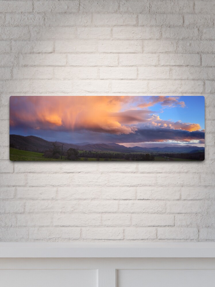 Metal Print, Stormy Sunset over Happy Valley, Myrtleford, Victoria, Australia designed and sold by Michael Boniwell