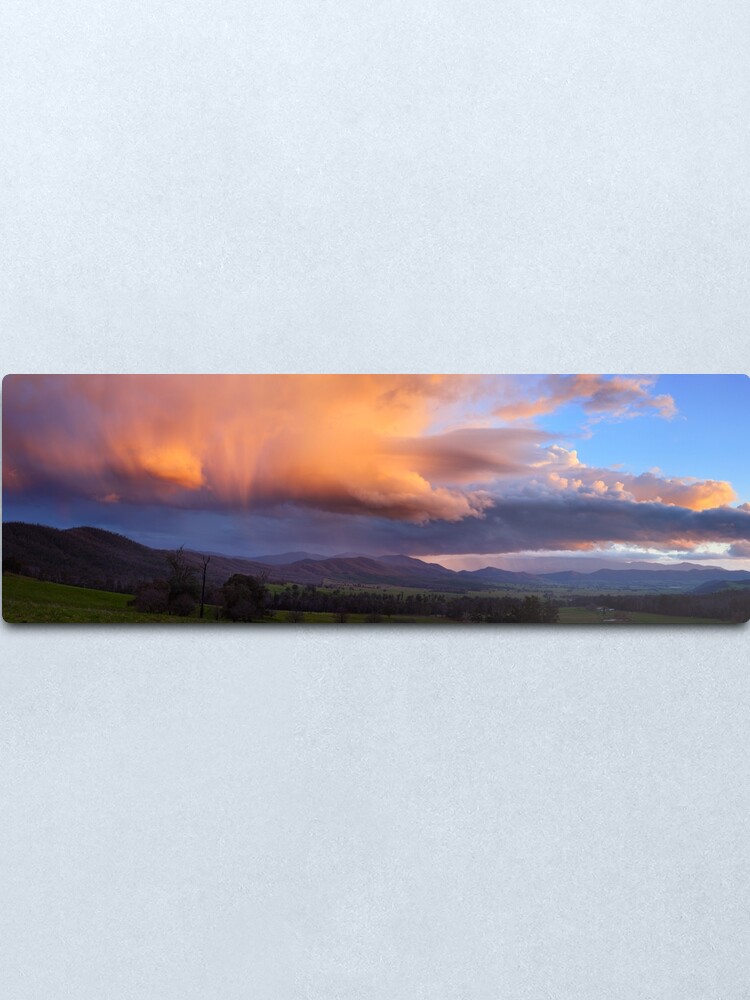 Alternate view of Stormy Sunset over Happy Valley, Myrtleford, Victoria, Australia Metal Print