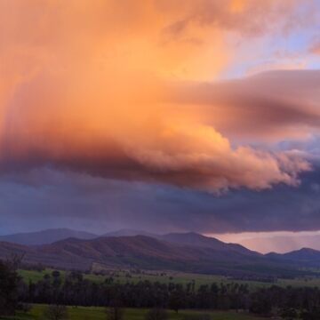 Artwork thumbnail, Stormy Sunset over Happy Valley, Myrtleford, Victoria, Australia by Michael Boniwell