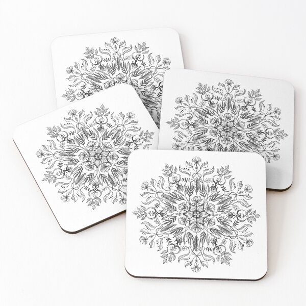 Thrive - Monochrome Mandala Coasters (Set of 4)