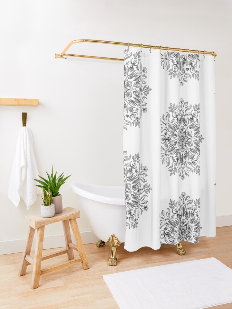 Alternate view of Thrive - Monochrome Mandala Shower Curtain