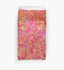 Funda nórdica Patrón floral barroco rosa y oro caliente