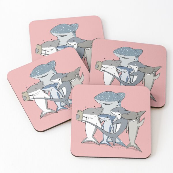 Item preview, Shark selfie (salmon coloured background) designed and sold by ohdakuwaqa.
