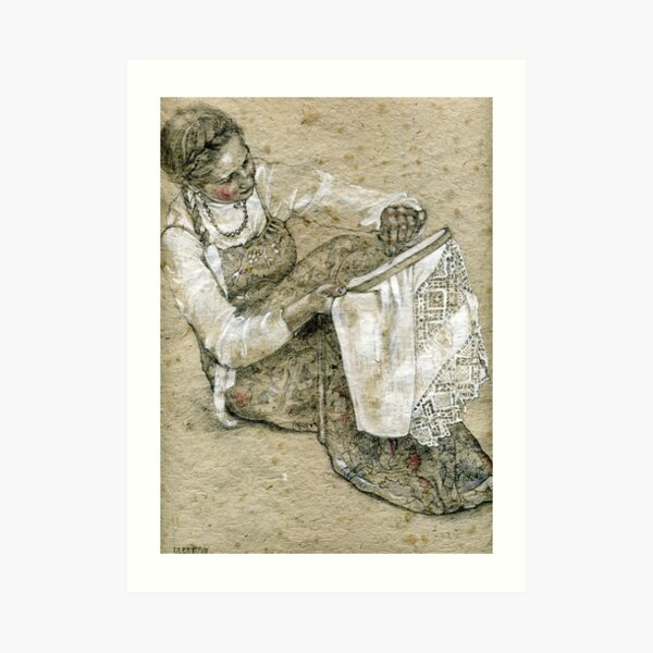 Making embroidery Art Print