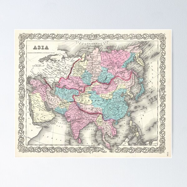 Item preview, Vintage Map of Asia (1855)  designed and sold by BravuraMedia.