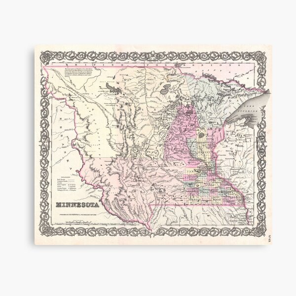 Vintage Map of Minnesota (1855) Canvas Print