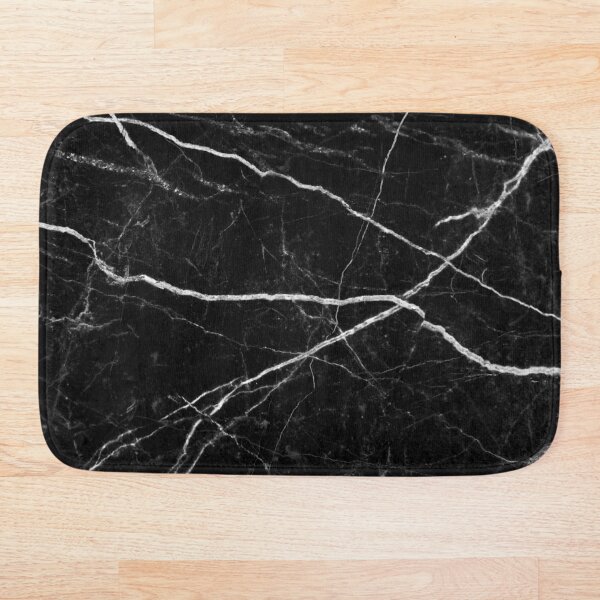 Black Marble Stone Texture Pattern Bath Mat