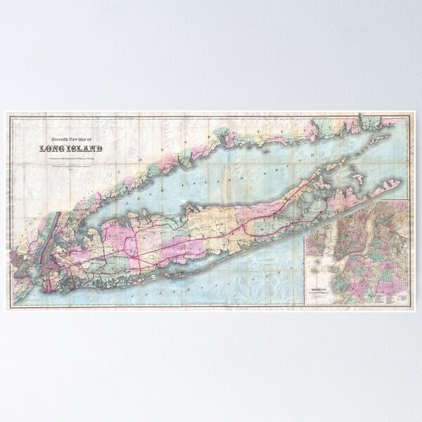 Item preview, Vintage Map of Long Island (1880)  designed and sold by BravuraMedia.