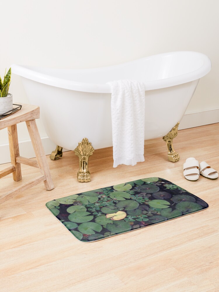 Thumbnail 2 of 6, Bath Mat, Lily Pads designed and sold by colorandpattern.