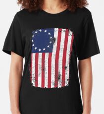 Betsy Ross 13 Star American Flag Funny Patriotic Protesters Vintage Slim Fit T-Shirt