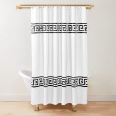 geometric greek pattern black Shower Curtain