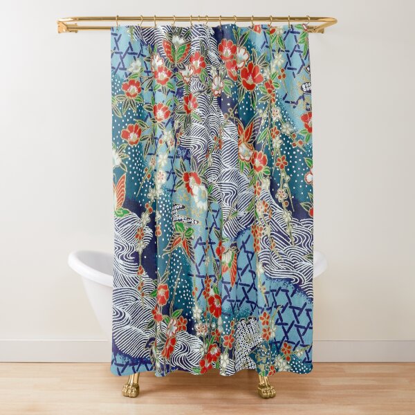 Nature Shower Curtain Japanese Garden Lake Print for Bathroom 