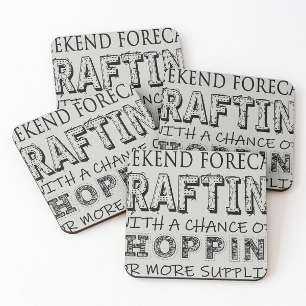Item preview, Weekend Forecast Crafting with a Chance of Shopping, Funny Crafts Quote on Grey designed and sold by SWildDesign.