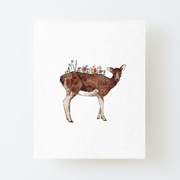 Fall Deer Watercolor PRINT  Animal Lovers  Fall Leaves  Woodland Creature  Stag  Autumn