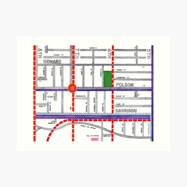 San Francisco map - SOMA Art Print