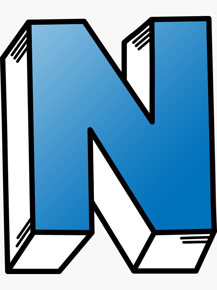 Blue Letter N - Blue - Sticker