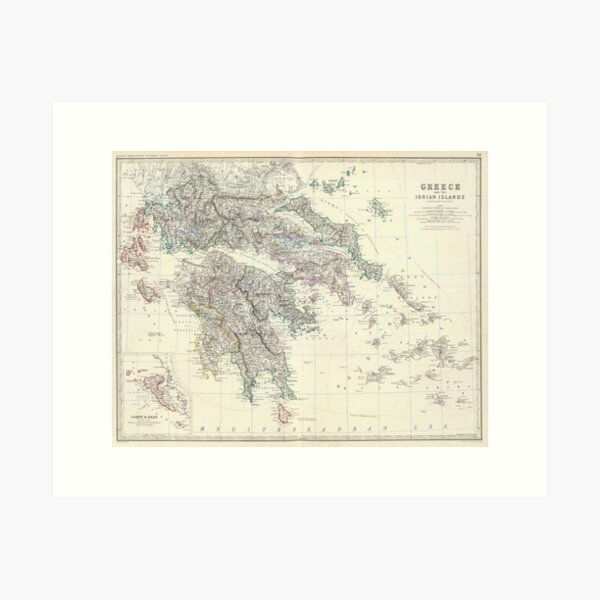 Vintage Map of Greece (1861) Art Print