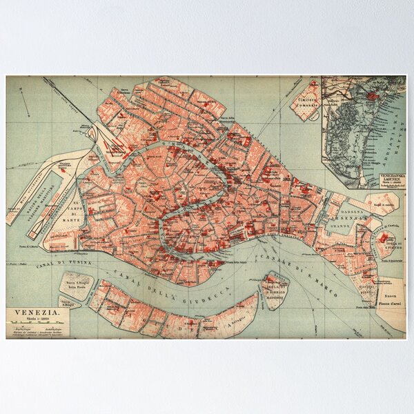 Item preview, Vintage Map of Venice Italy (1920) designed and sold by BravuraMedia.