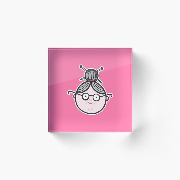 Old Lady Drawing Acrylic Block