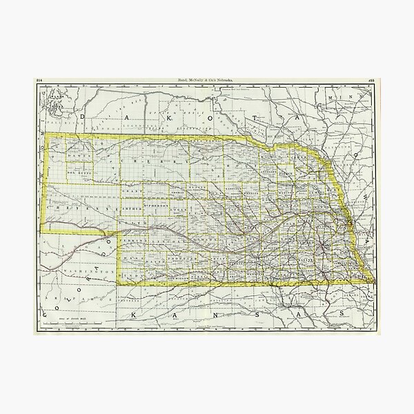 Item preview, Vintage Map of Nebraska (1889)  designed and sold by BravuraMedia.