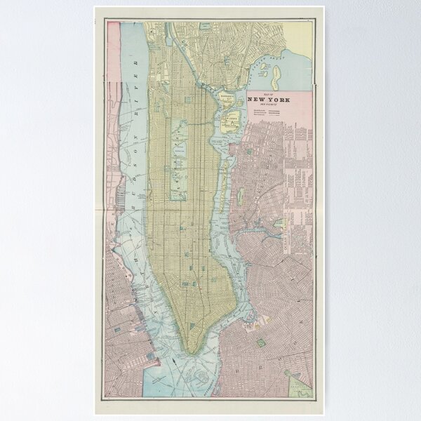 Old NYC Harbor Map (1925) Vintage New York City Metropolitan Area authentic Atlas Shower Curtain