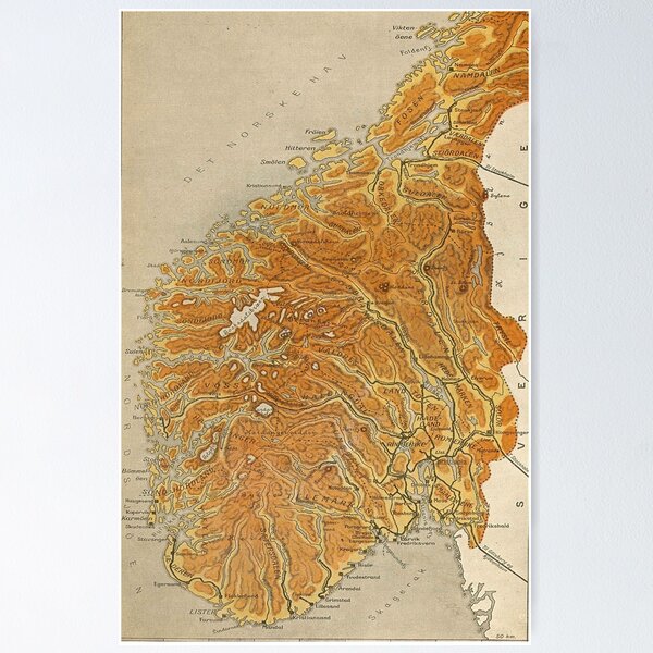 Item preview, Vintage Map of Norway (1914) designed and sold by BravuraMedia.