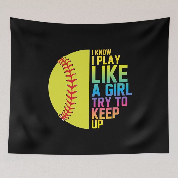 Item preview, Funny Softball Player Trendy Sports Gift - I Know I Play Like A Girl Try To Keep Up designed and sold by PremiumDesignz.